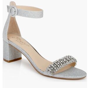 Jewel Badgley Mischka Silver Embellished Block Heels